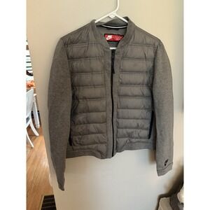 Nike Womens XL Jacket Aeroloft Tech Fleece Bomber Down Fill Puffer Grey 0072253‎